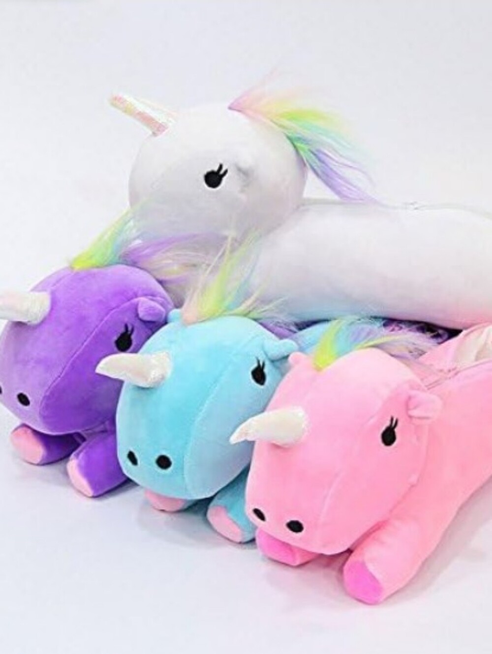 Minky-Plush Unicorn 🦄 Zip Pouch (White-Pink-Teal )🤍🩷🩵 12x6x4 - Picture 3 of 14
